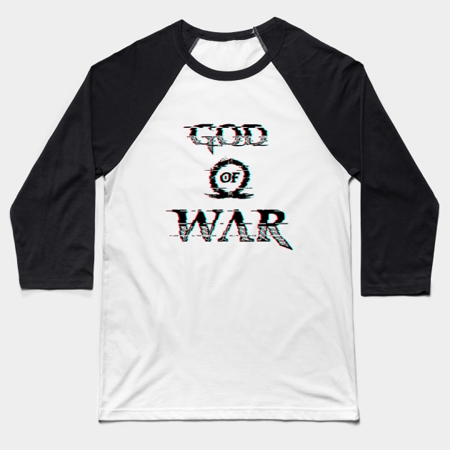 God Of War Logo Glitch Effect Black Baseball T-Shirt by bardor2@gmail.com